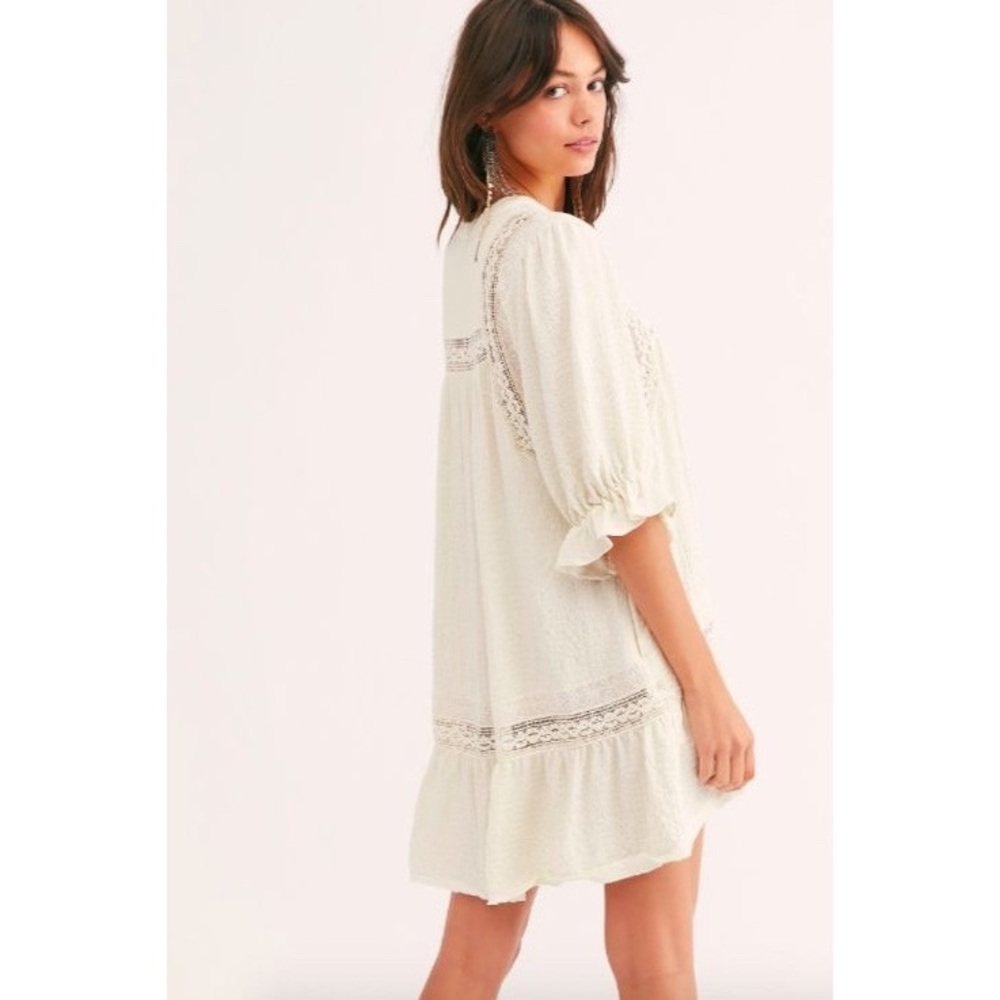 SOLD Free People Made For You Tunic Cream Ivory Size XS Lace Inlay Mini Dress - Picture 3 of 14